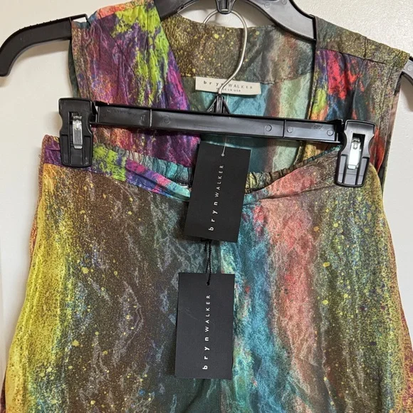 Bryn Walker women Zen Multicolor Layered Taffeta Vest and pants set - Picture 3 of 17